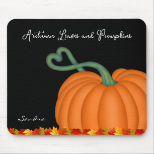 Personalised Fall Pumpkin Leaves Mouse Pad