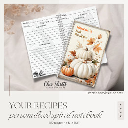 Personalised Fall Recipes Spiral Notebook