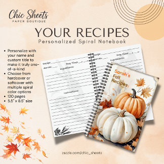 Personalised Fall Recipes Spiral Notebook