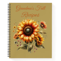 Personalised Fall Sunflower Recipe Book