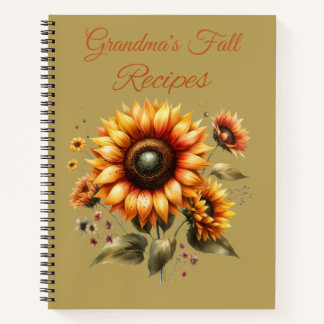 Personalised Fall Sunflower Recipe Book