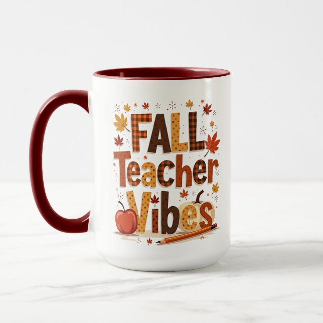 Personalised Fall Teacher Vibes Mug (Left)