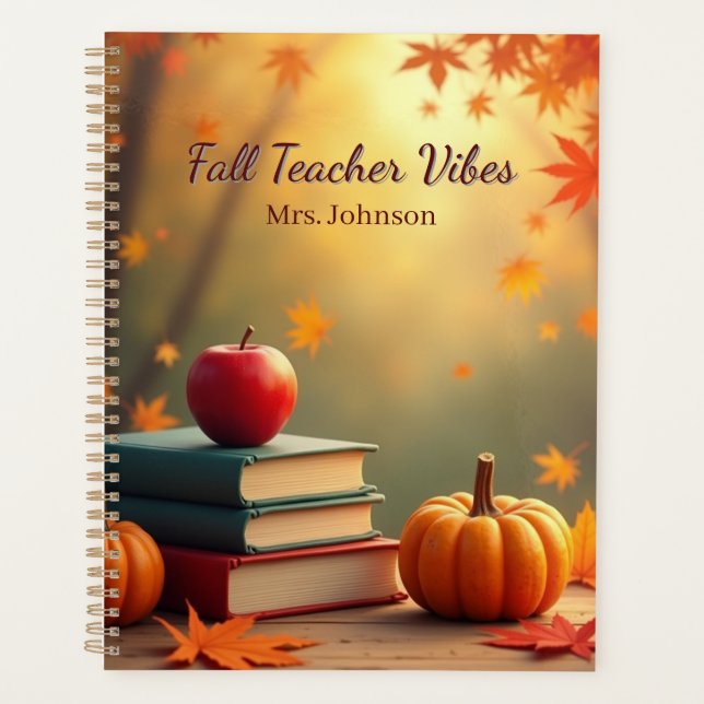 Personalised Fall Teacher Vibes  Planner (Front)