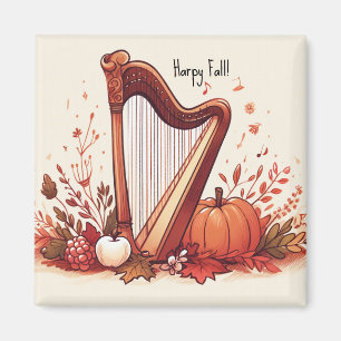 Personalised Fall Theme Harp Pumpkin Magnet