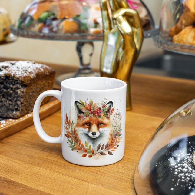 Personalised Fall Themed Cute Fox Flower Birthday Coffee Mug (Creator Uploaded)