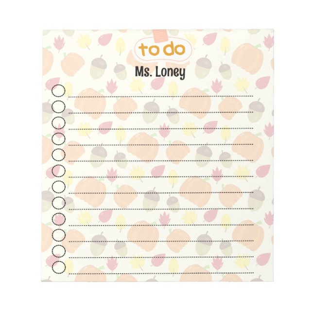 Personalised Fall Themed To-Do list notepad (Front)