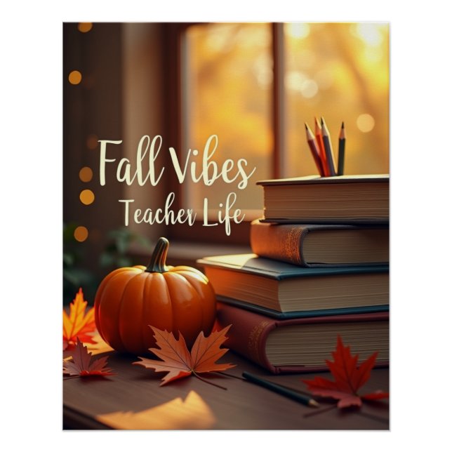 Personalised Fall Vibes Teacher Life Poster (Front)