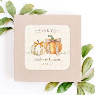 Personalised Fall Wedding Rustic Autumn Thank You Square Sticker