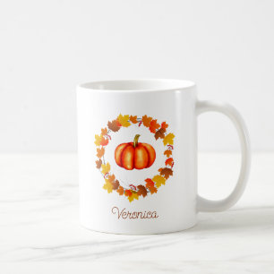 Personalised Fall Wreath Pumpkin Gift Coffee Mug