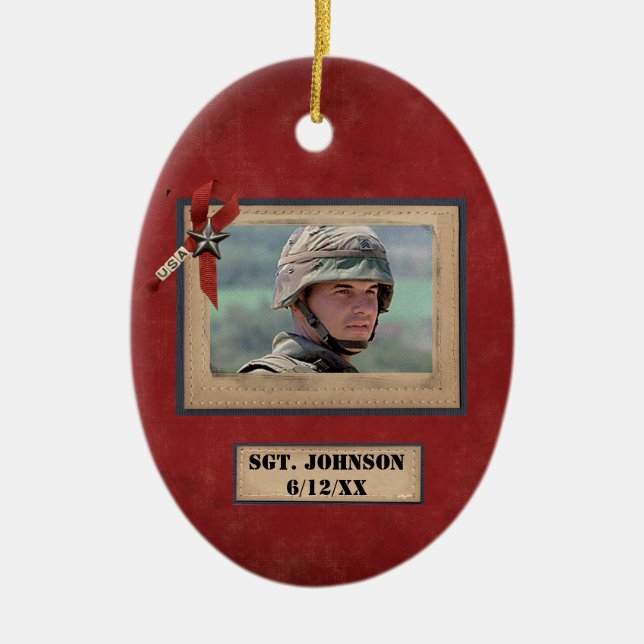personalised fallen soldier military ornament (Front)