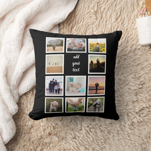 Personalised Family 11 Photo Custom Collage Cushion (Blanket)