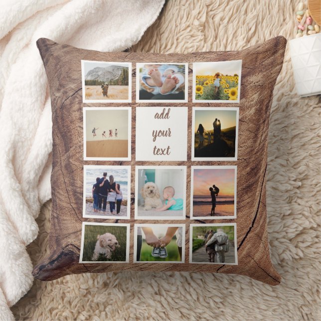 Personalised Family 11 Photo Custom Collage Cushion (Blanket)