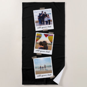 Personalised Family 3 Photo Custom Collage Beach Towel