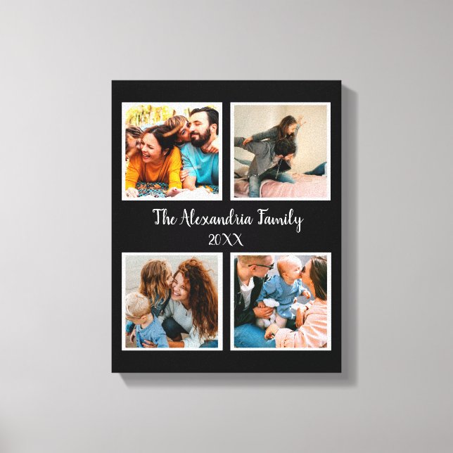 Personalised family 4 photo collage template canvas print (Front)