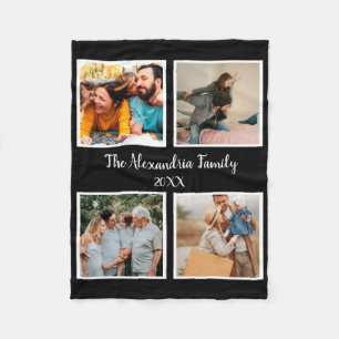 Personalised family 4 photo collage template fleece blanket