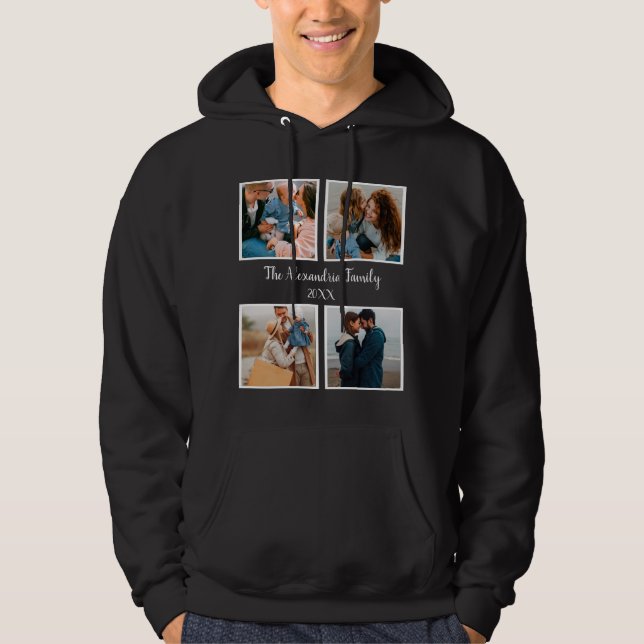 Personalised family 4 photo collage template hoodie (Front)