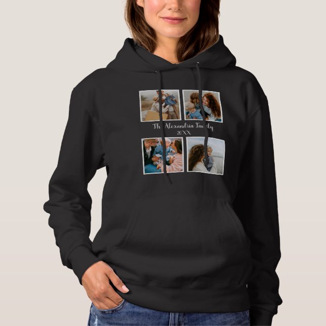 Personalised family 4 photo collage template hoodie (Front)