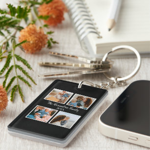 Personalised family 4 photo collage template key ring