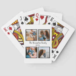 Personalised family 4 photo collage template playing cards