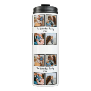 Personalised family 4 photo collage template thermal tumbler
