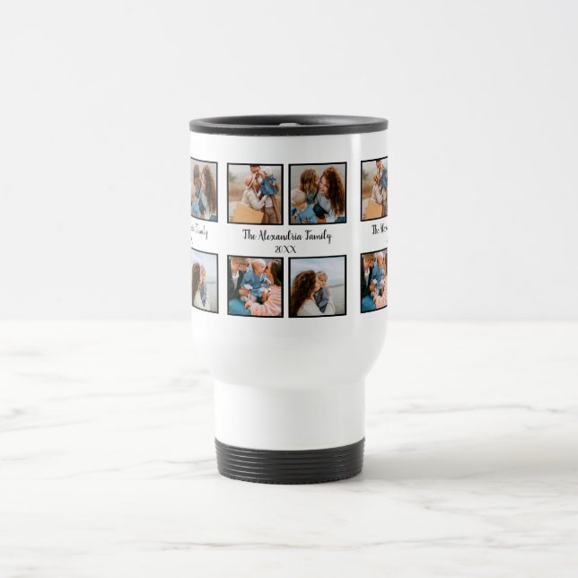 Personalised family 4 photo collage template travel mug (Center)