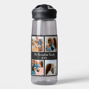 Personalised family 4 photo collage template water bottle