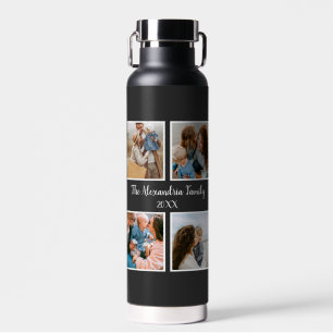 Personalised family 4 photo collage template water bottle