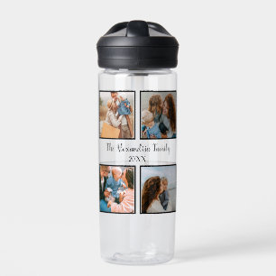 Personalised family 4 photo collage template water bottle