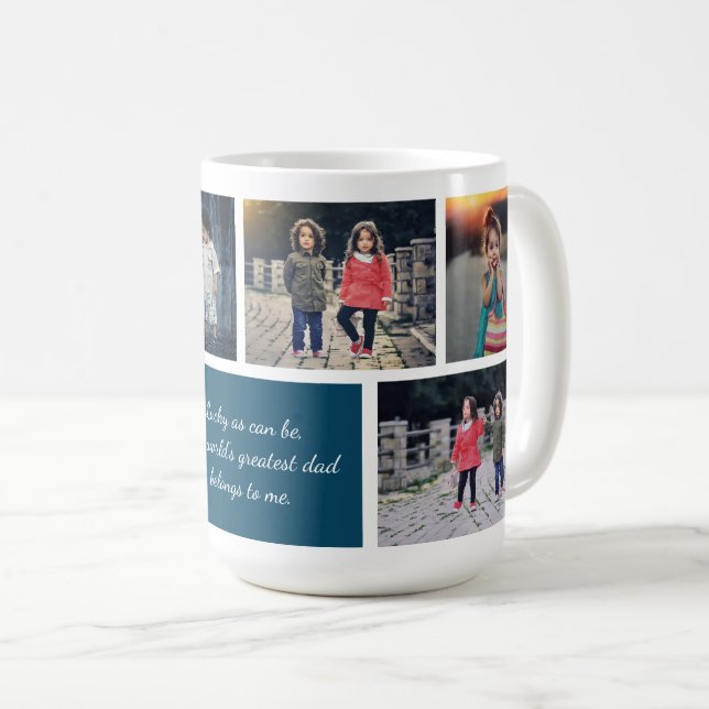 Personalised family 6 photo collage Father's Day Coffee Mug (Front Right)