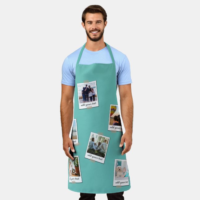 Personalised Family 6 Photo Custom Collage Apron (Worn)