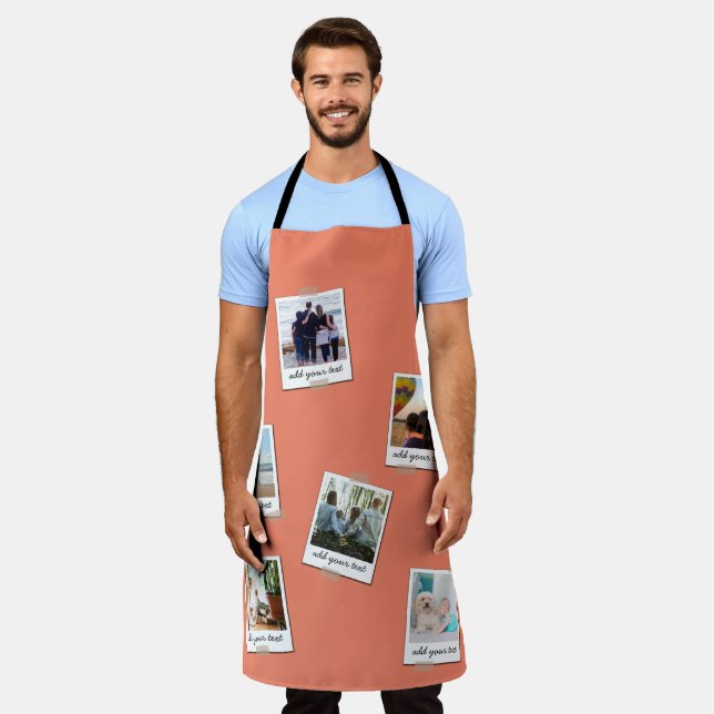 Personalised Family 6 Photo Custom Collage Apron (Worn)