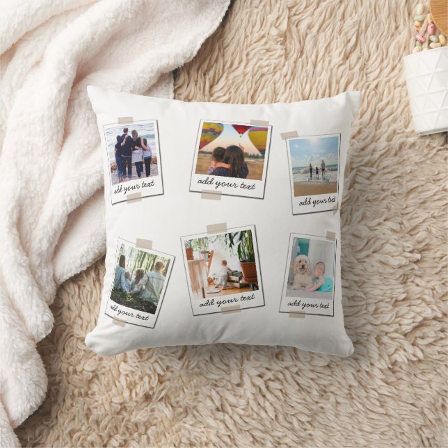 Personalised Family 6 Photo Custom Collage Cushion (Blanket)