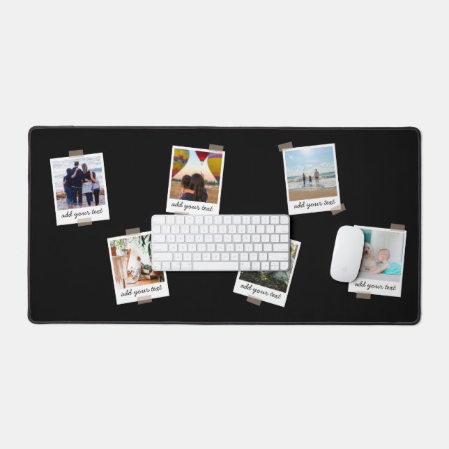 Personalised Family 6 Photo Custom Collage Desk Mat (Keyboard & Mouse)