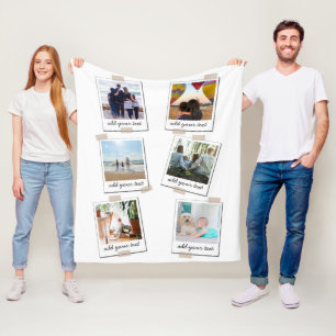 Personalised Family 6 Photo Custom Collage Fleece Blanket
