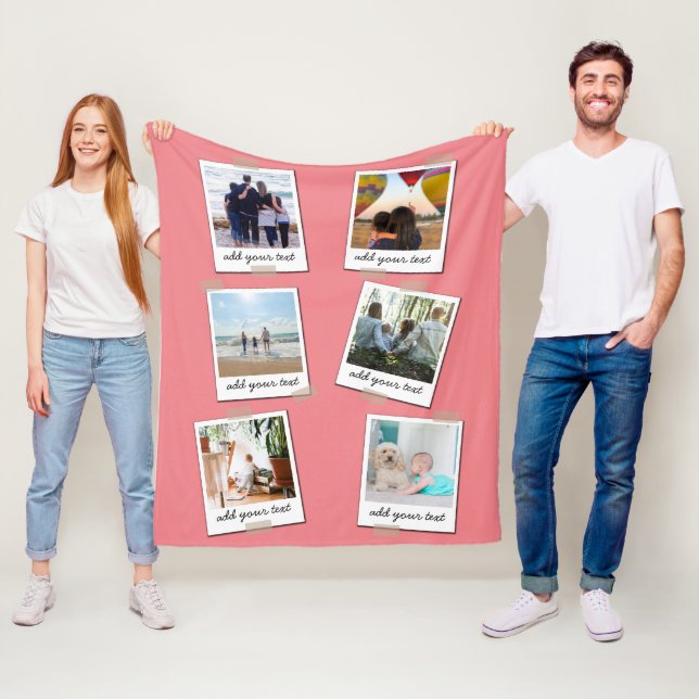Personalised Family 6 Photo Custom Collage Fleece Blanket (In Situ)