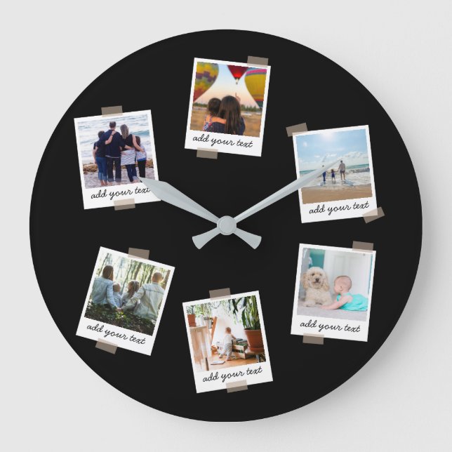 Personalised Family 6 Photo Custom Collage Large Clock (Front)
