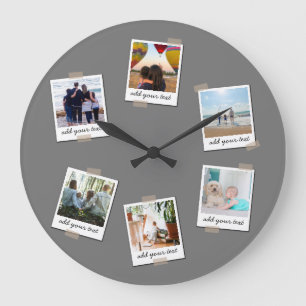 Personalised Family 6 Photo Custom Collage Large Clock