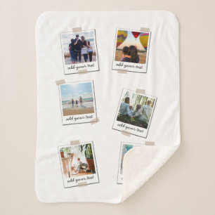 Personalised Family 6 Photo Custom Collage Sherpa Blanket