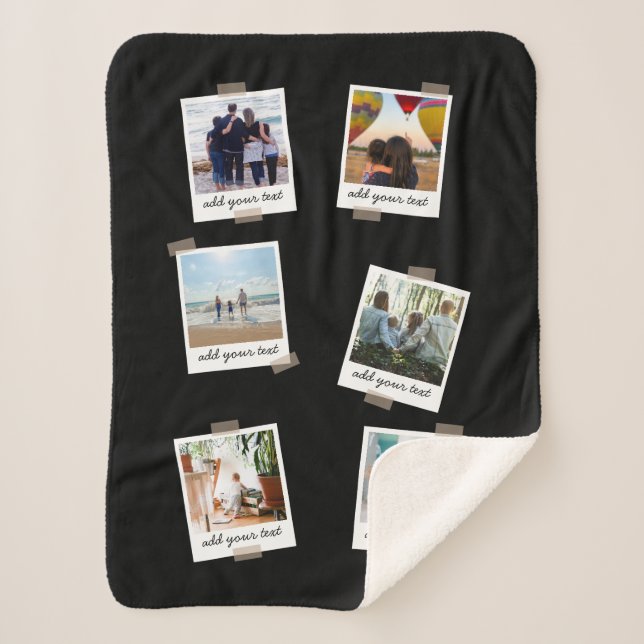 Personalised Family 6 Photo Custom Collage Sherpa Blanket (Front)