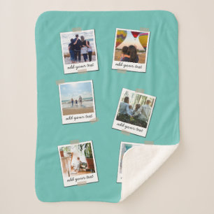 Personalised Family 6 Photo Custom Collage Sherpa Blanket