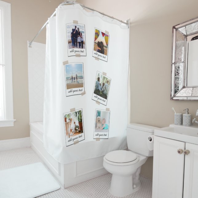 Personalised Family 6 Photo Custom Collage Shower Curtain (In Situ)