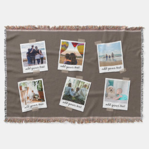 Personalised Family 6 Photo Custom Collage Throw Blanket