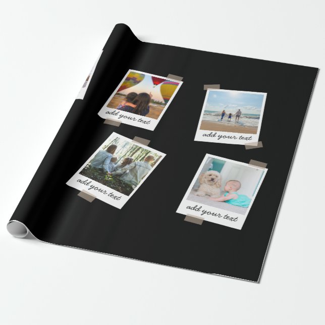 Personalised Family 6 Photo Custom Collage Wrapping Paper (Unrolled)