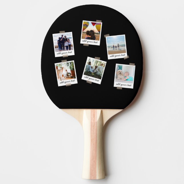 Personalised Family 6 Photo Custom Table Tennis Ping Pong Paddle (Front)
