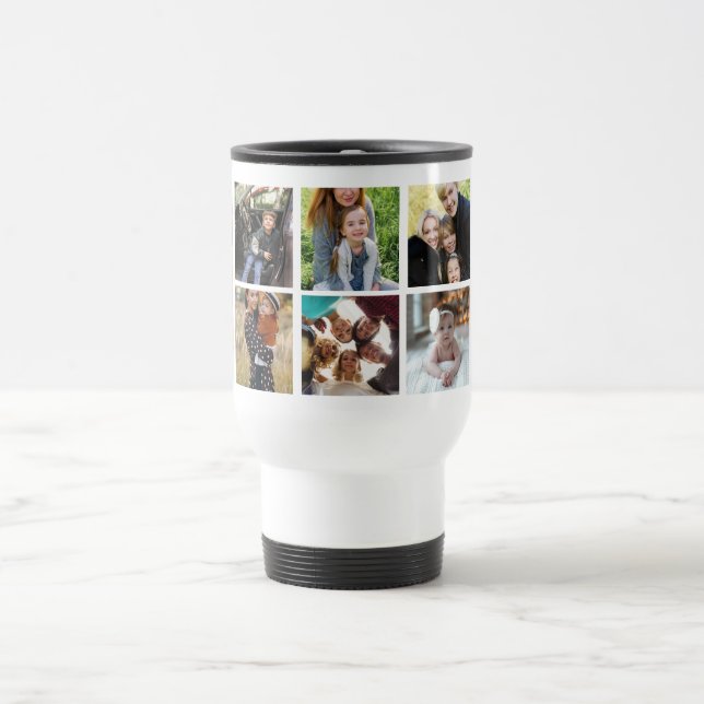 Personalised Family 8 Photo Collage Travel Mug (Center)
