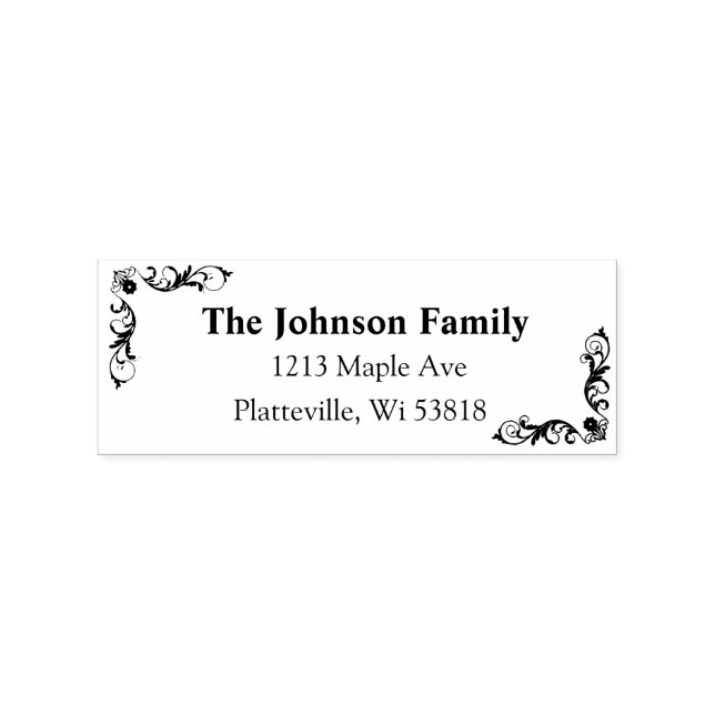 Personalised Family Address Corner Brackets Rubber Stamp (Imprint)