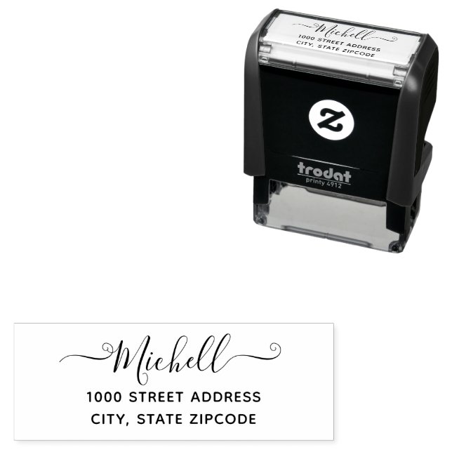 personalised family Address Stamp With Script Font (In Situ)