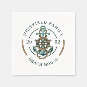 Personalised Family Beach House Custom Nautical Napkin