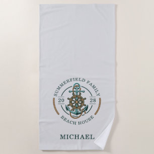 Personalised Family Beach House Matching Towel