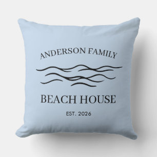 Personalised Family Beach House Throw Pillow